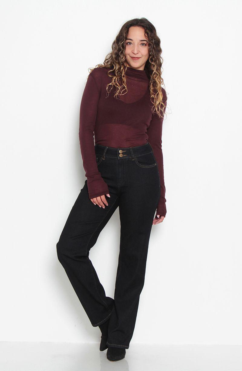 Jeans Recto Tiro Alto Pretina Media 2 Botones-7