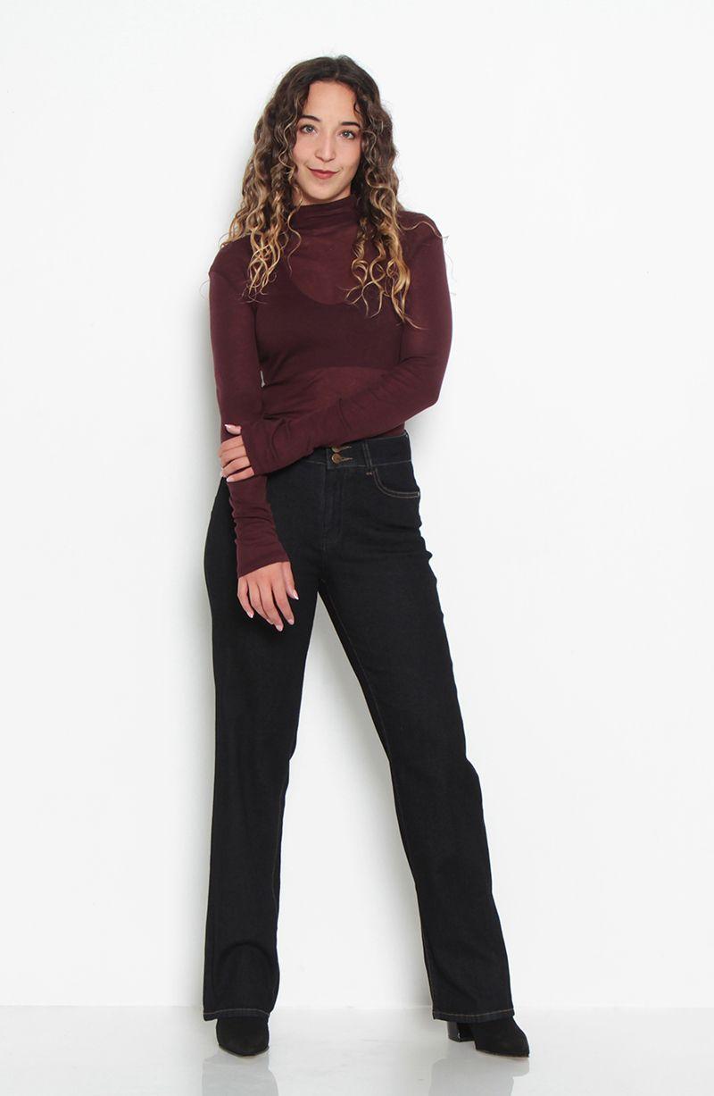 Jeans Recto Tiro Alto Pretina Media 2 Botones-8