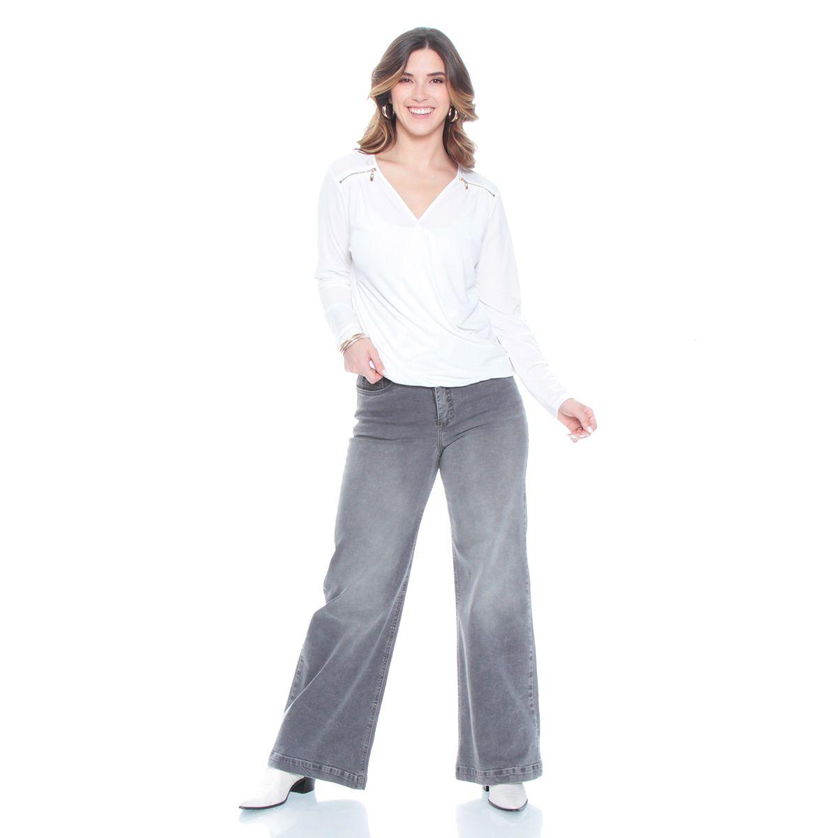 Blusa Manga Larga Escote Cruzado Con Cierre En Hombros-3