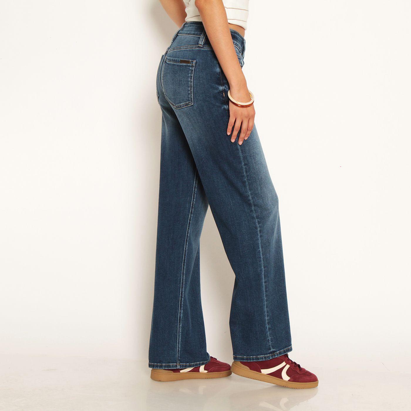 Jeans Wide Leg     Tiro Alto Pretina Basica 1 Boton-6