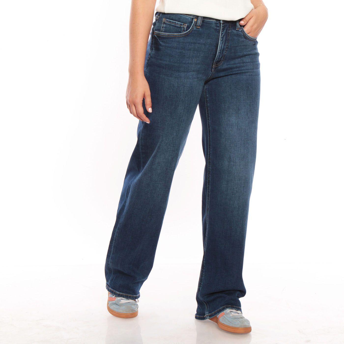 Jeans Wide Leg     Tiro Alto Pretina Basica 1 Boton-1