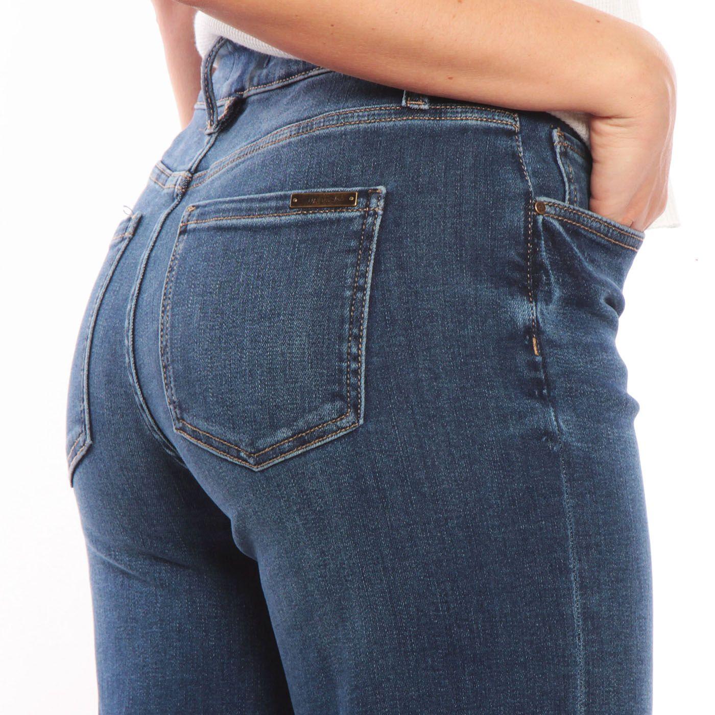 Jeans Wide Leg     Tiro Alto Pretina Basica 1 Boton-7