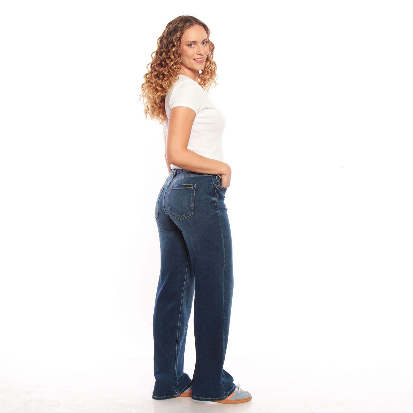 Jeans Wide Leg     Tiro Alto Pretina Basica 1 Boton-8