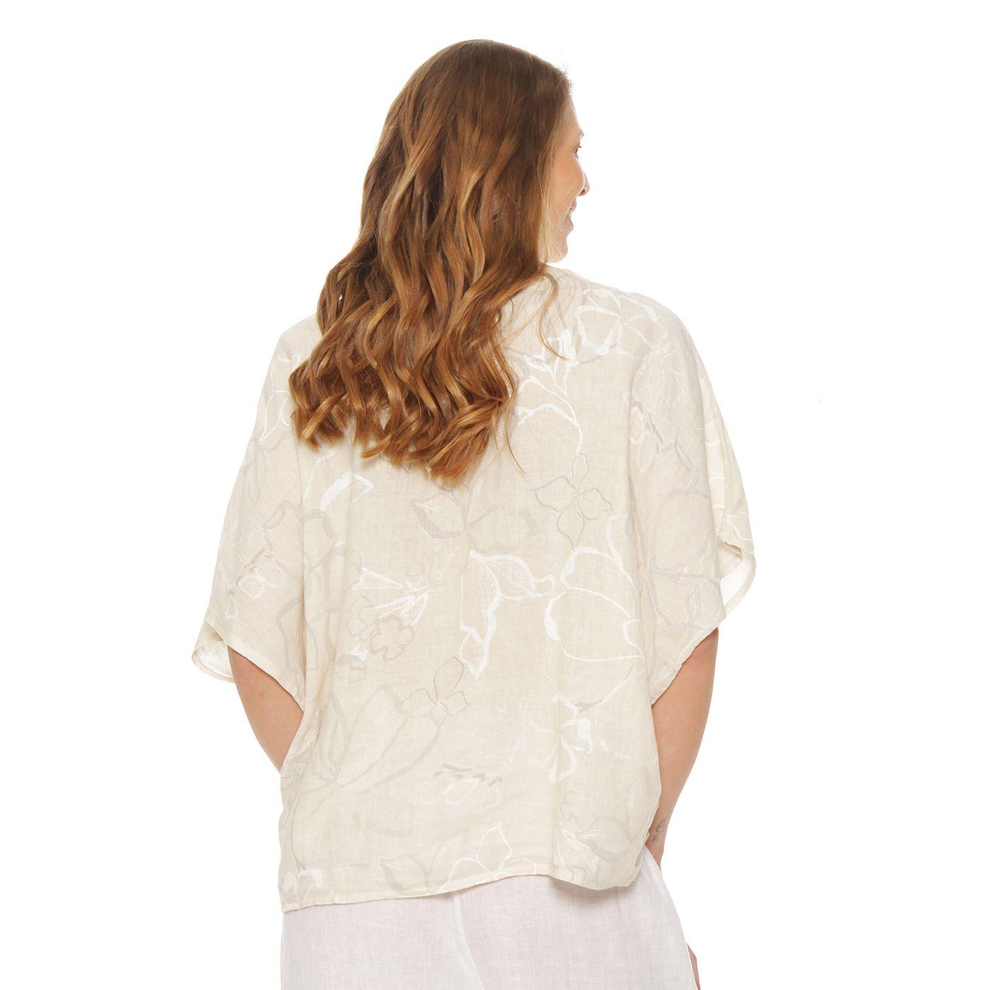 Blusa  Manga Corta Lino  Estampado Escote Redondo-6