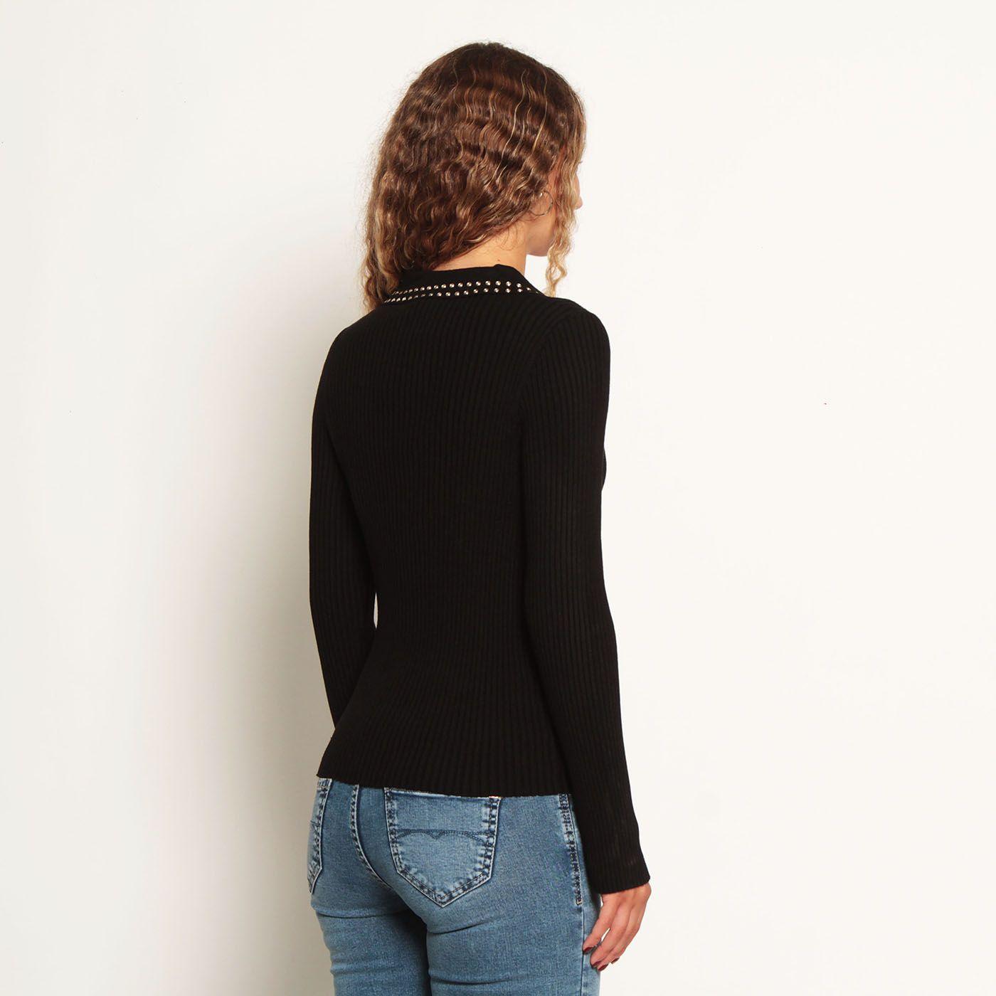 Sweater Manga Larga Escote Redondo Con Aplicacion En Las Mangas-2