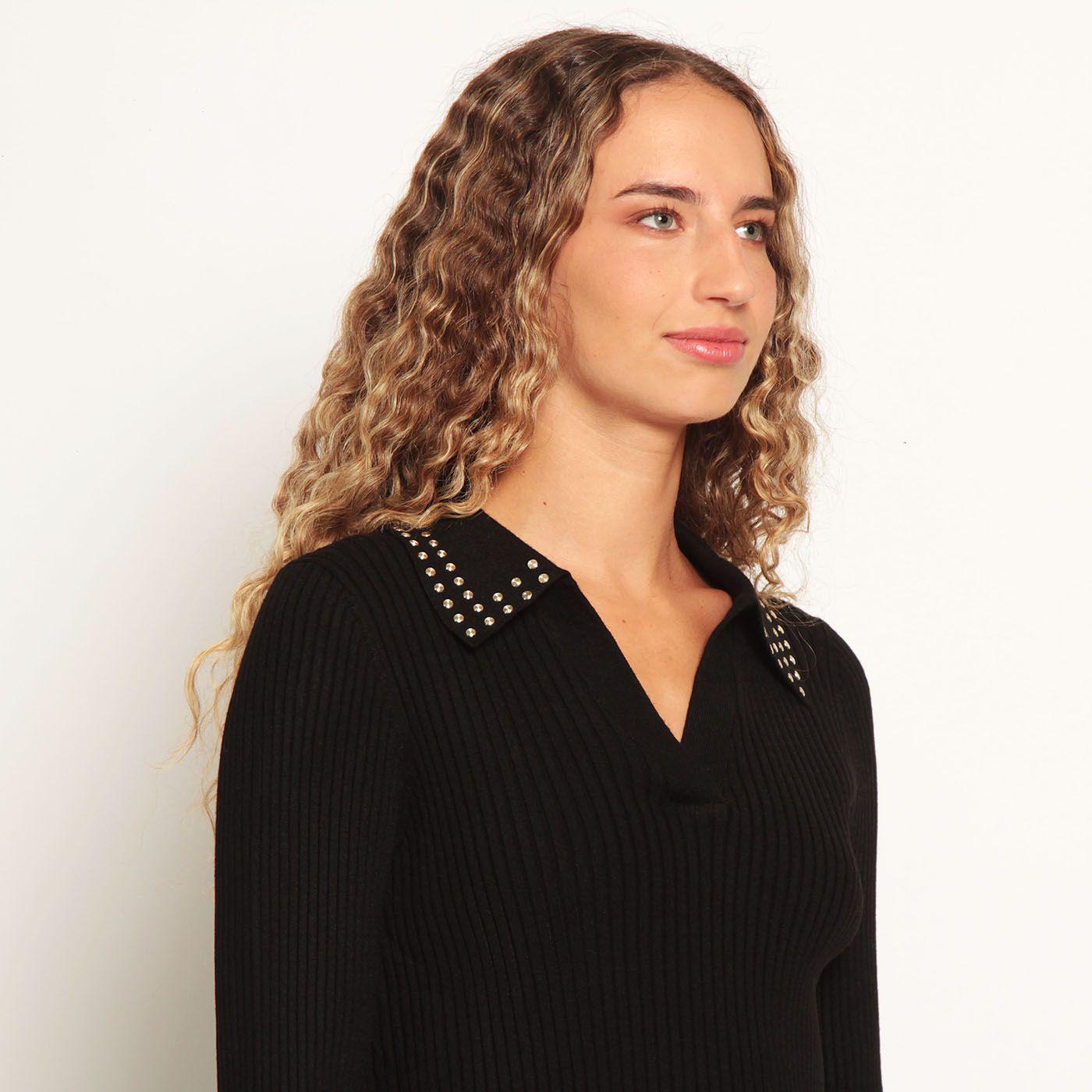 Sweater Manga Larga Escote Redondo Con Aplicacion En Las Mangas-4