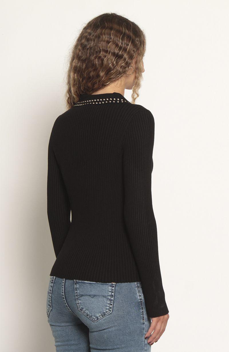 Sweater Manga Larga Escote Redondo Con Aplicacion En Las Mangas-2