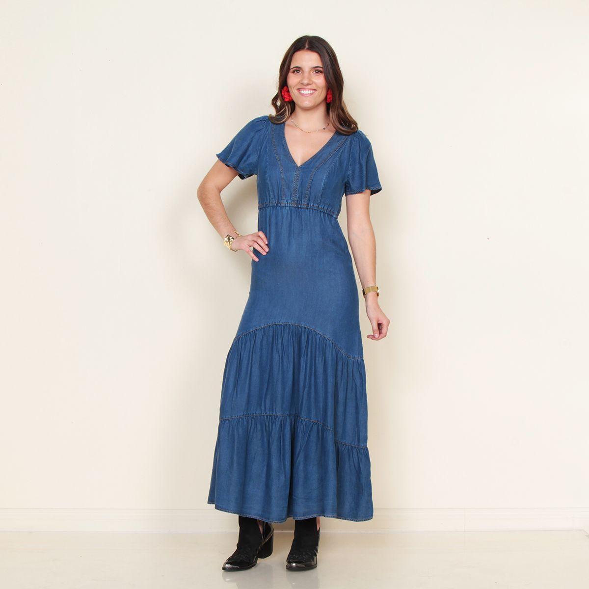 Vestido Manga Corta Tencel Escote V-2