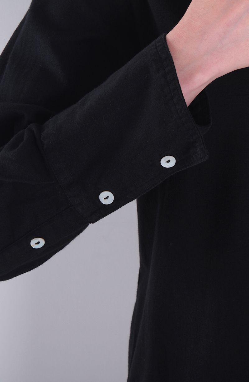 Blusa Manga Larga Lino Solido Abotonada En El Delantero-4