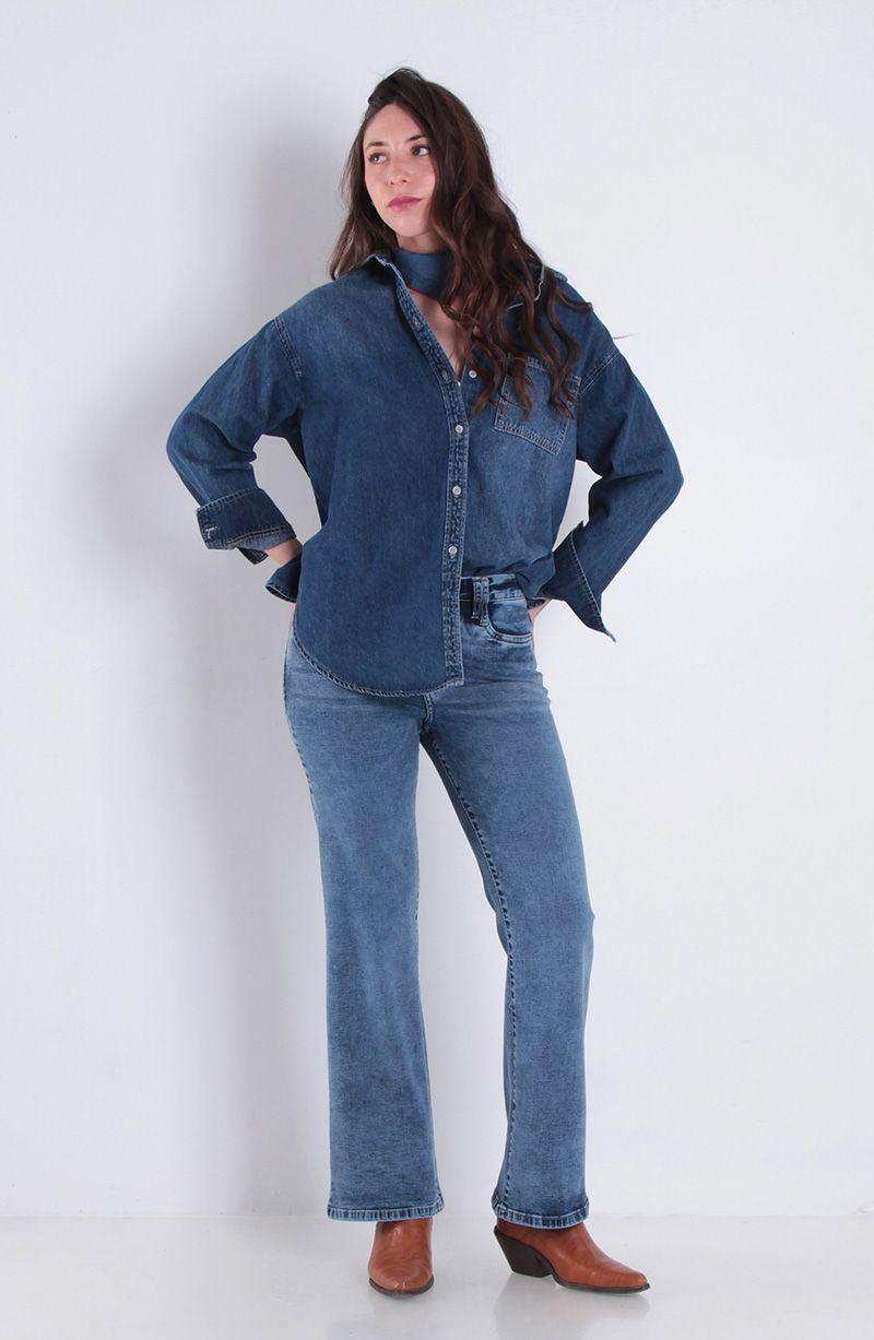 Jeans Recto Tiro Alto Pretina Basica Un Boton-8