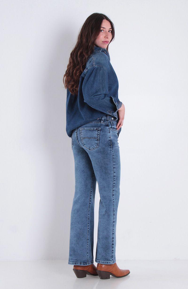 Jeans Recto Tiro Alto Pretina Basica Un Boton-9
