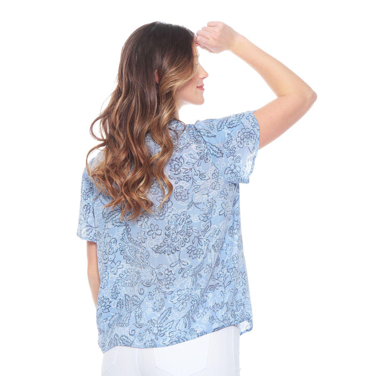 Blusa Manga Corta Abotonada Estampada Escote V-6