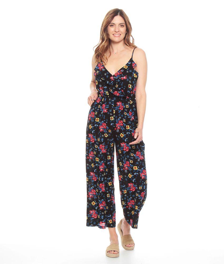 Enterito Sin Manga Tirantes Estampado Escote V-2