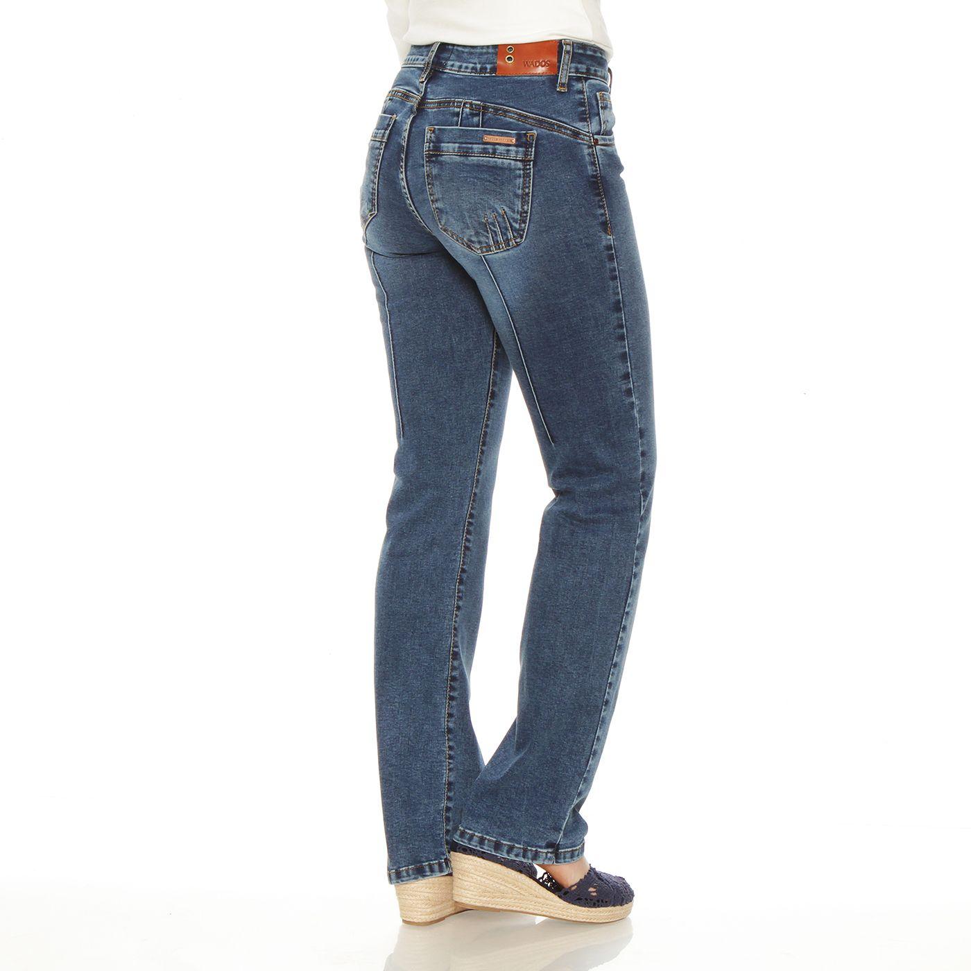 Jeans Recto Tiro Alto Push In Push Up Pretina Basica 1 Boton-1