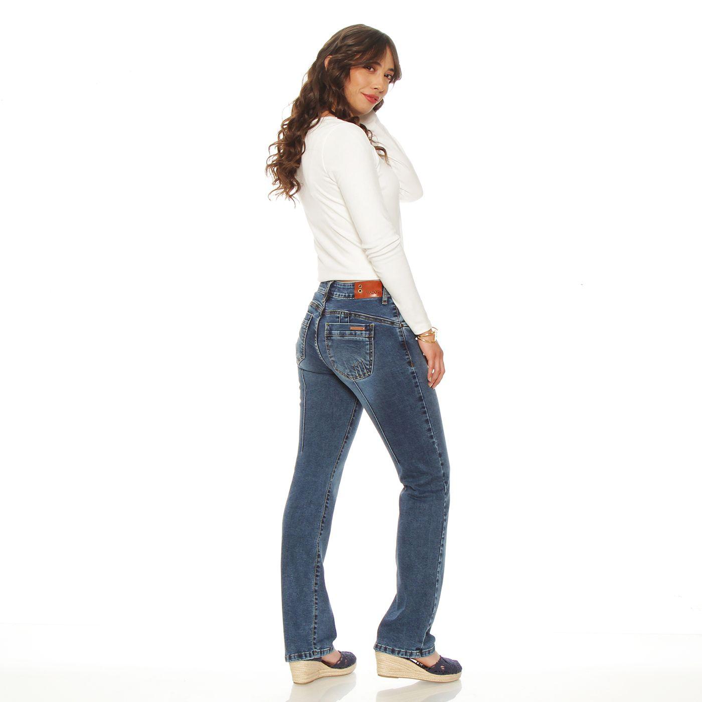 Jeans Recto Tiro Alto Push In Push Up Pretina Basica 1 Boton-6