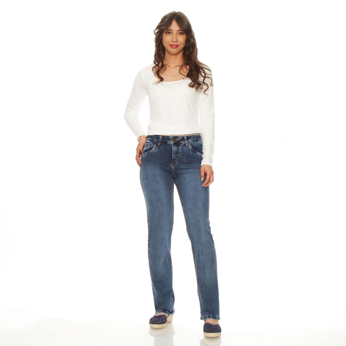 Jeans Recto Tiro Alto Push In Push Up Pretina Basica 1 Boton-4