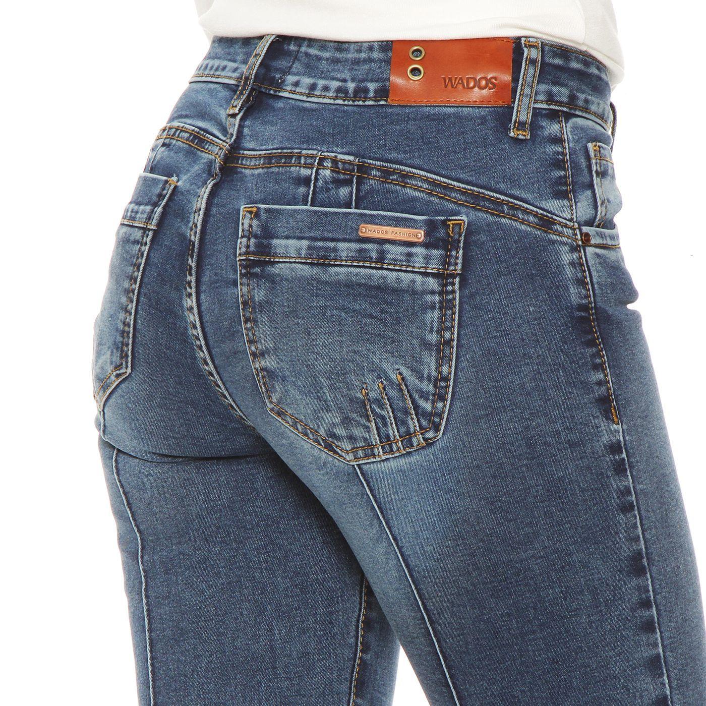 Jeans Recto Tiro Alto Push In Push Up Pretina Basica 1 Boton-5