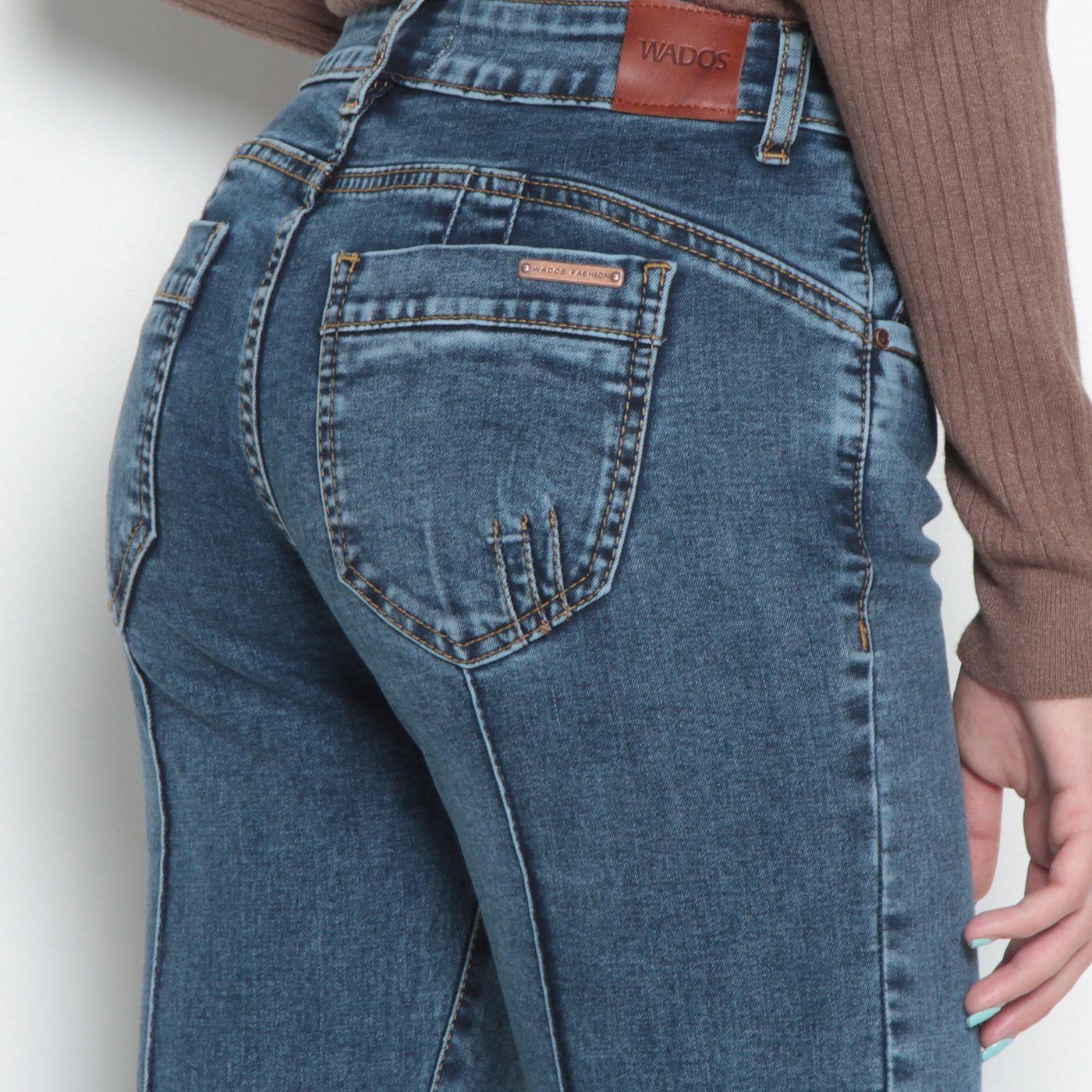 Jeans Recto Tiro Alto Push In Push Up Pretina Basica 1 Boton-1