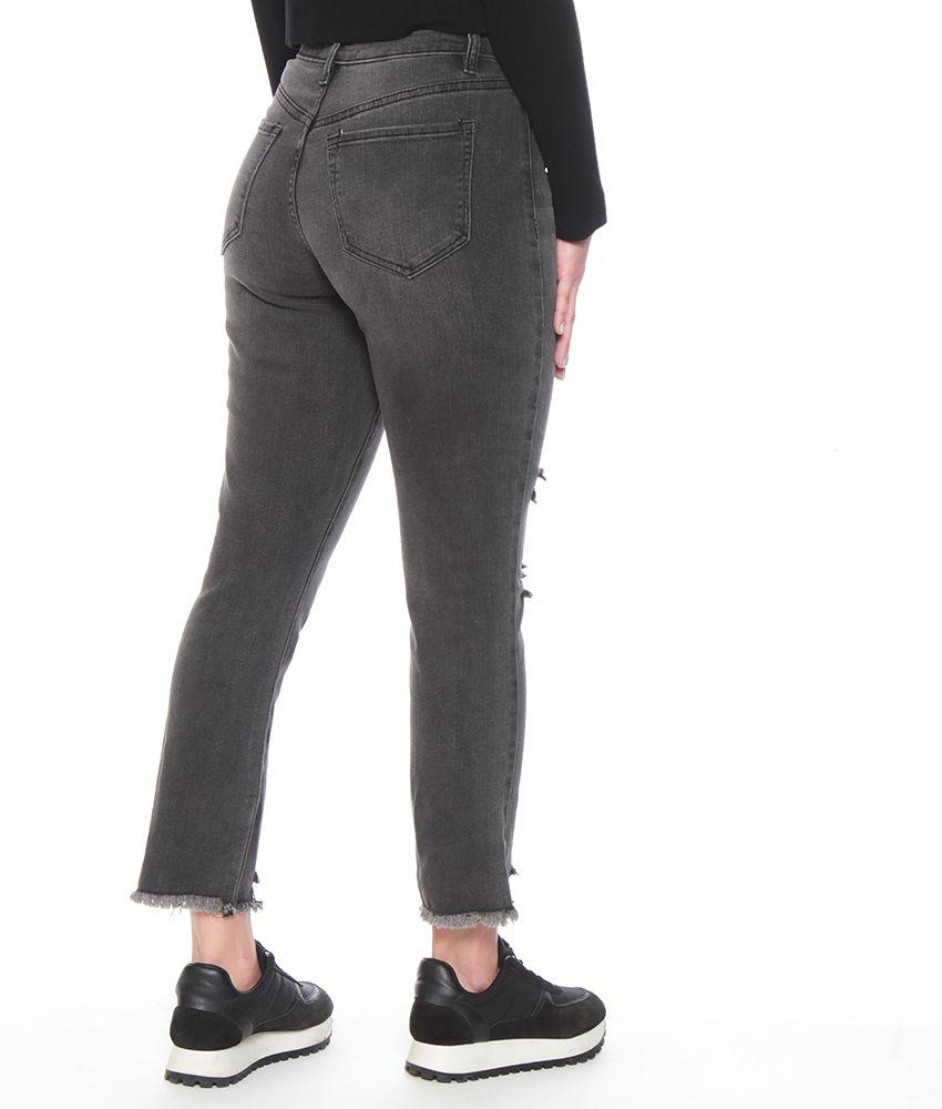 Jeans Slim Crop Tiro Alto Pretina Basica Un Boton-1