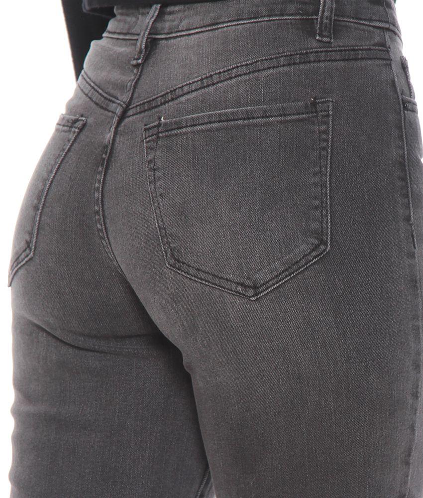 Jeans Slim Crop Tiro Alto Pretina Basica Un Boton-5