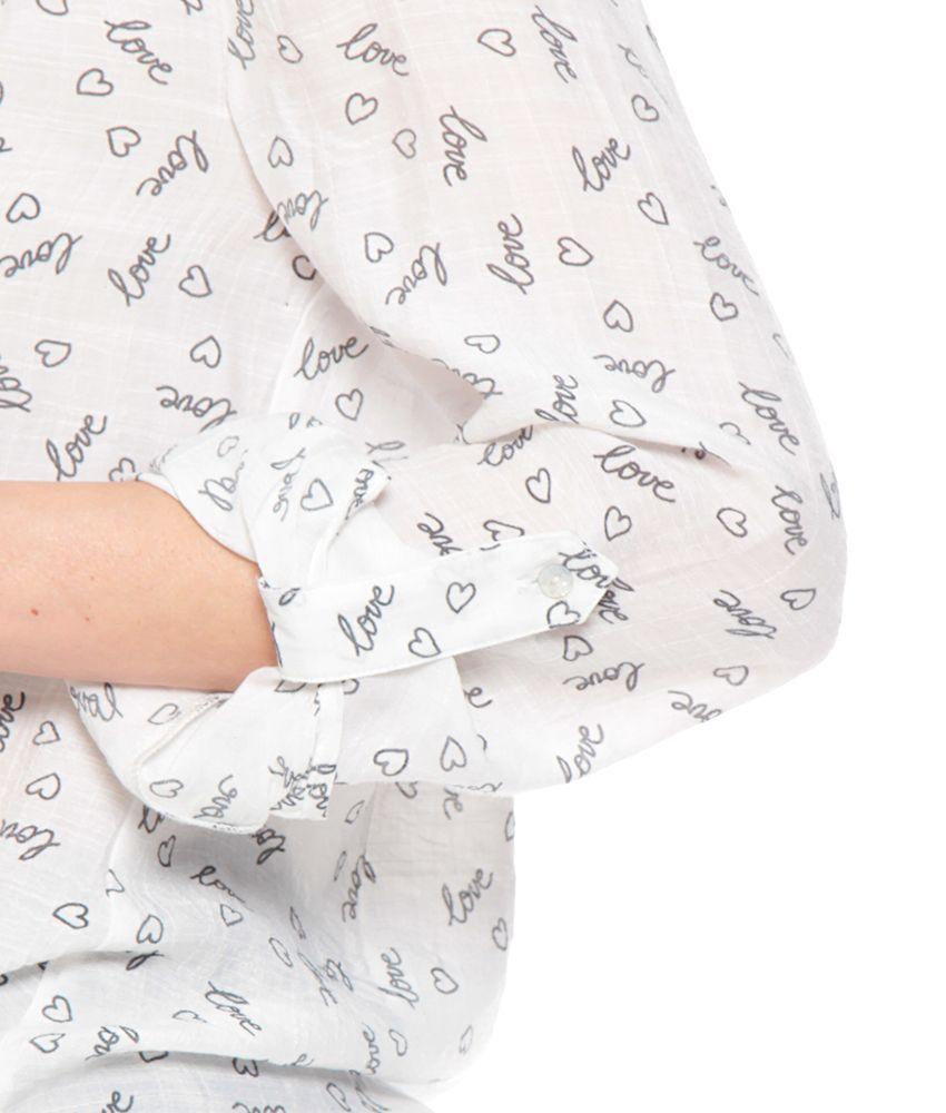 Blusa Estampada  Anudada En Cintura Manga Larga Ajustable-1