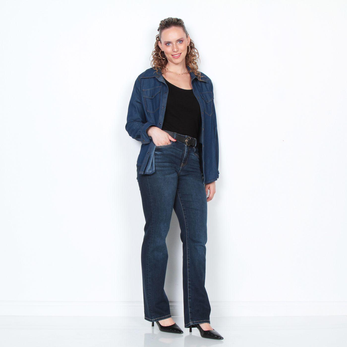 Jeans Tiro Alto 1 Boton Pretina Basica Recto-6