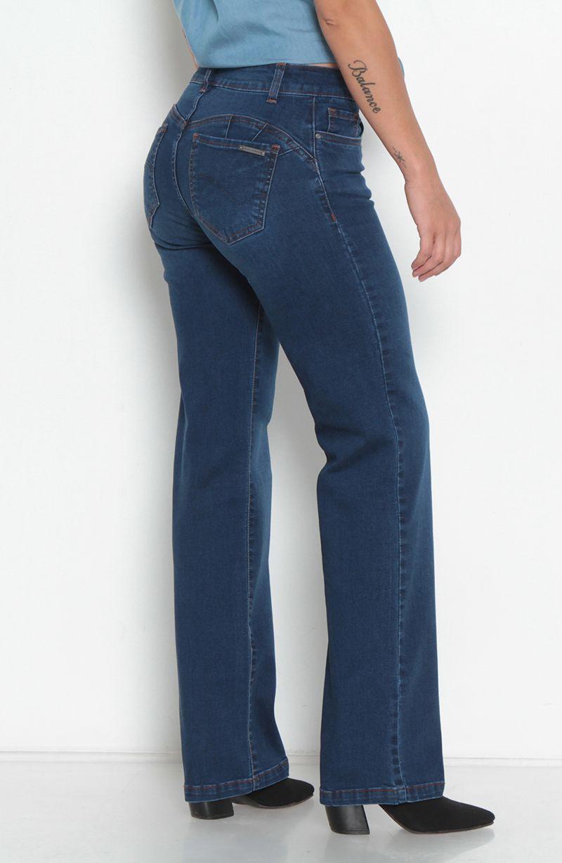 Jeans Push Up Tiro Medio Pretina Basica Un Boton Pierna Recta-5