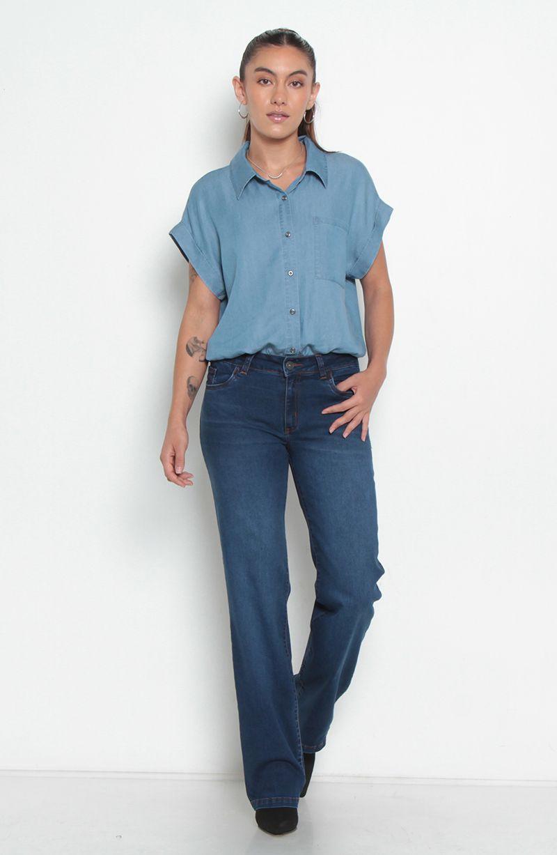 Jeans Push Up Tiro Medio Pretina Basica Un Boton Pierna Recta-8