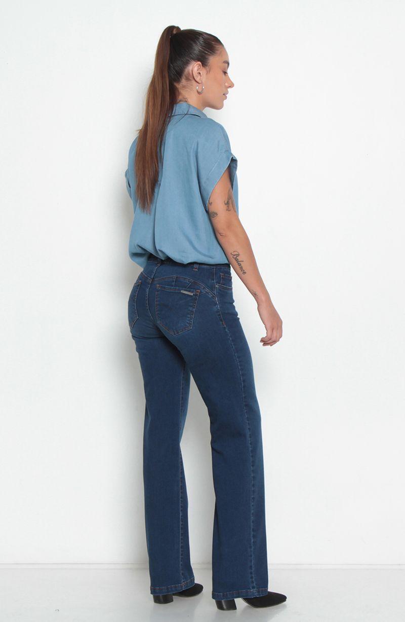 Jeans Push Up Tiro Medio Pretina Basica Un Boton Pierna Recta-9