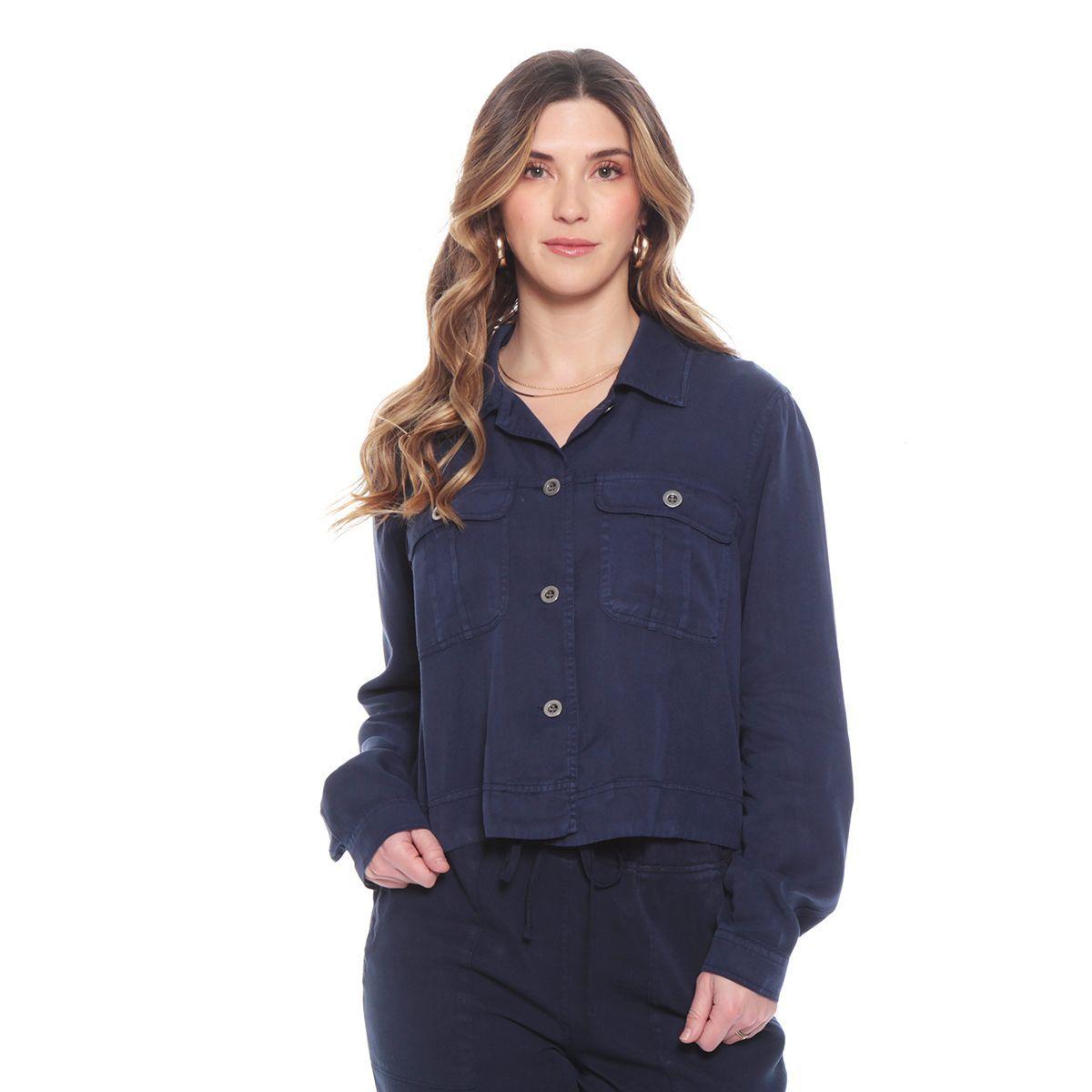 Chaqueta Manga Larga Lyocell Con Bolsillos Delantero-0