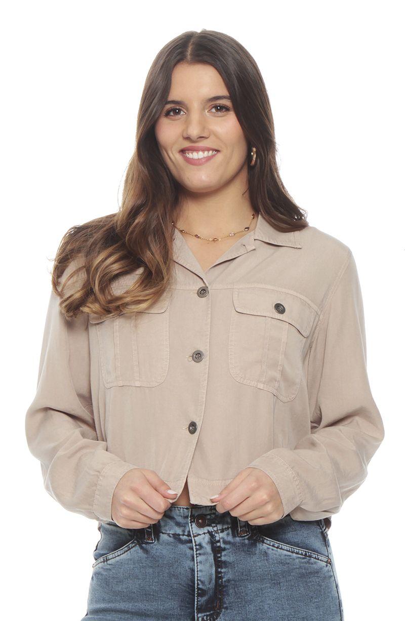 Chaqueta Manga Larga Lyocell Con Bolsillos Delantero-0
