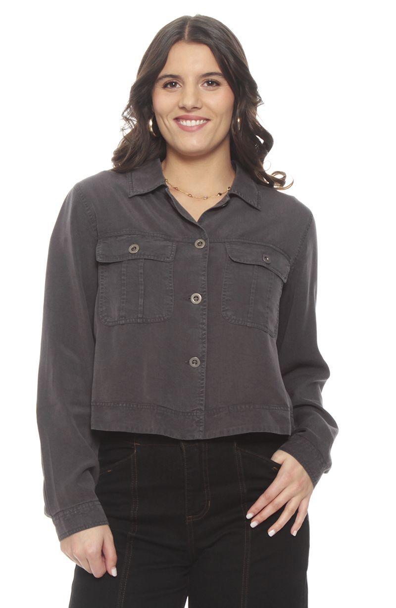Chaqueta Manga Larga Lyocell Con Bolsillos Delantero-0