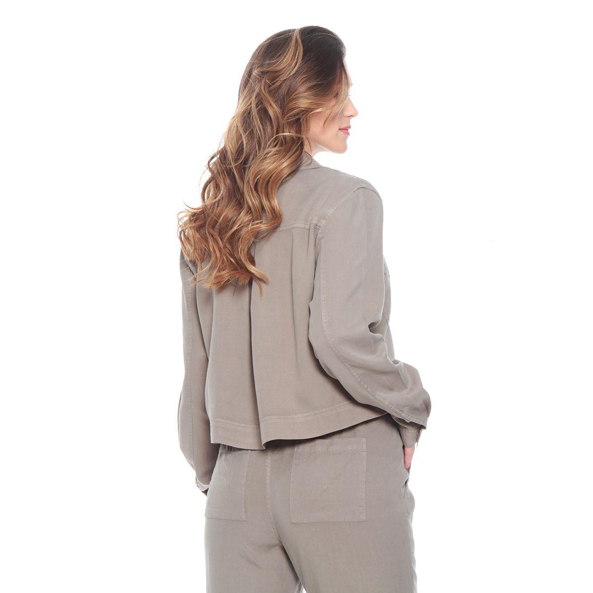 Chaqueta Manga Larga Lyocell Con Bolsillos Delantero-1
