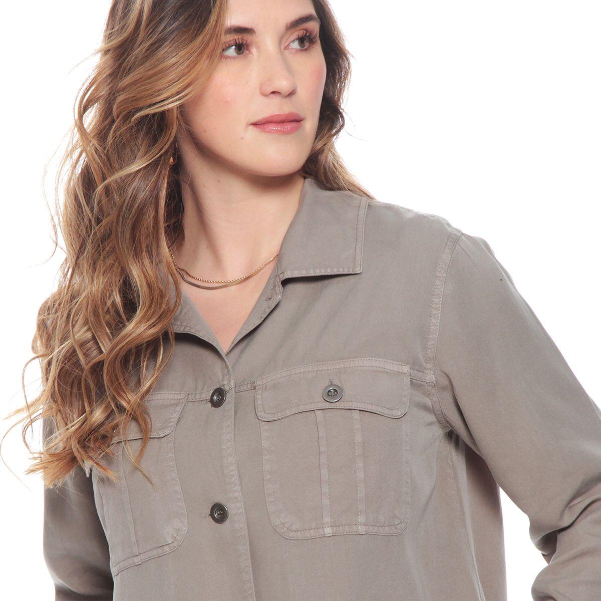 Chaqueta Manga Larga Lyocell Con Bolsillos Delantero-1
