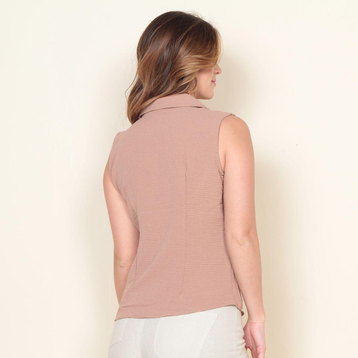 Blusa Sin Manga Escote V Y Cuello Con Nuedo En Delantero-6