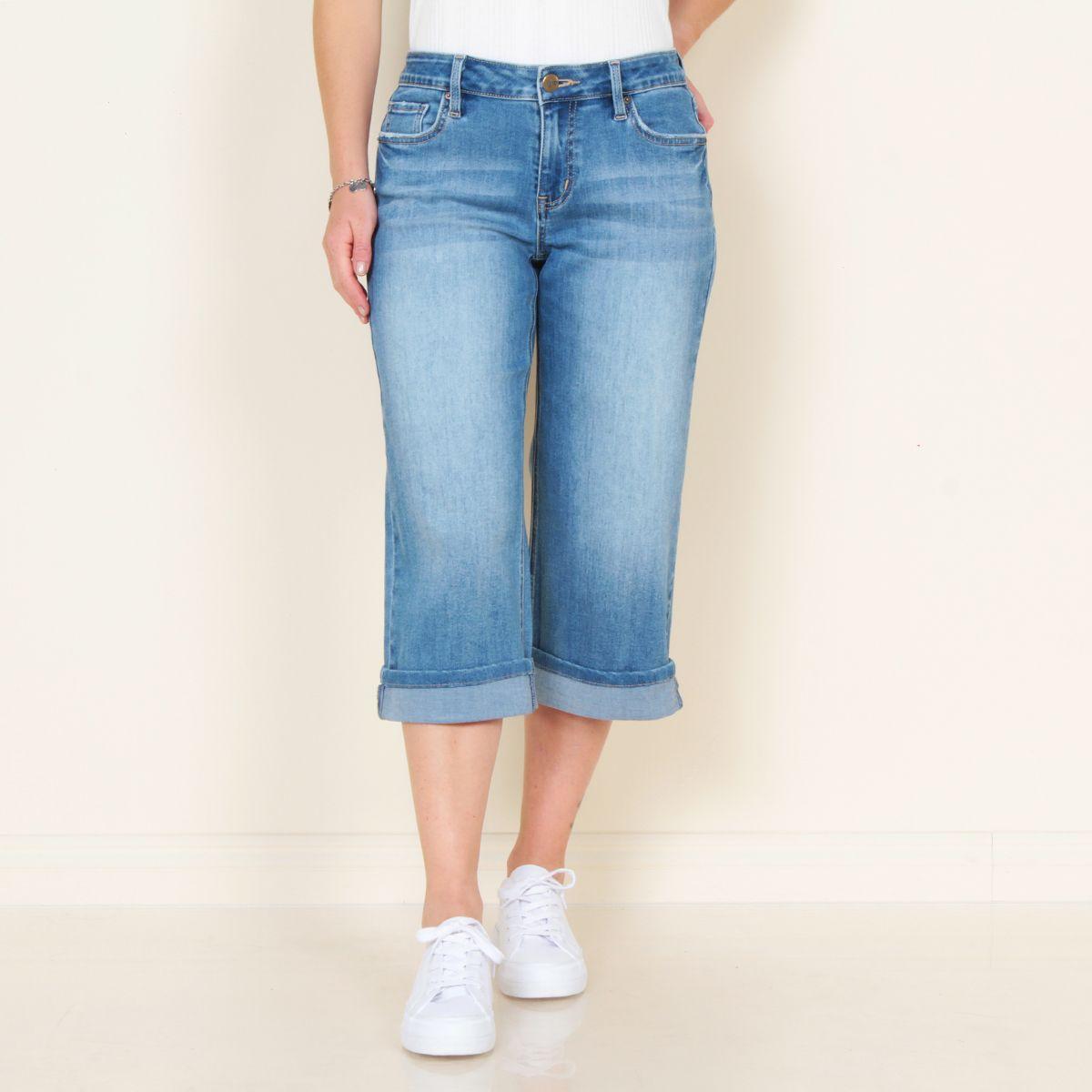 Jeans Crop Tiro Alto Pretina Basica 1 Boton Basta Roll Up-0
