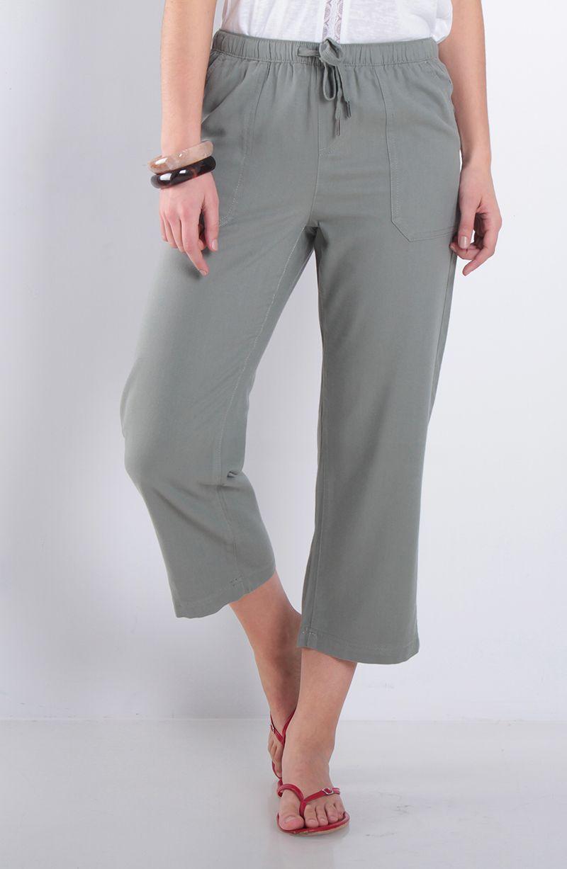 Pantalon Crop Tiro Alto Pretina Elasticada-0