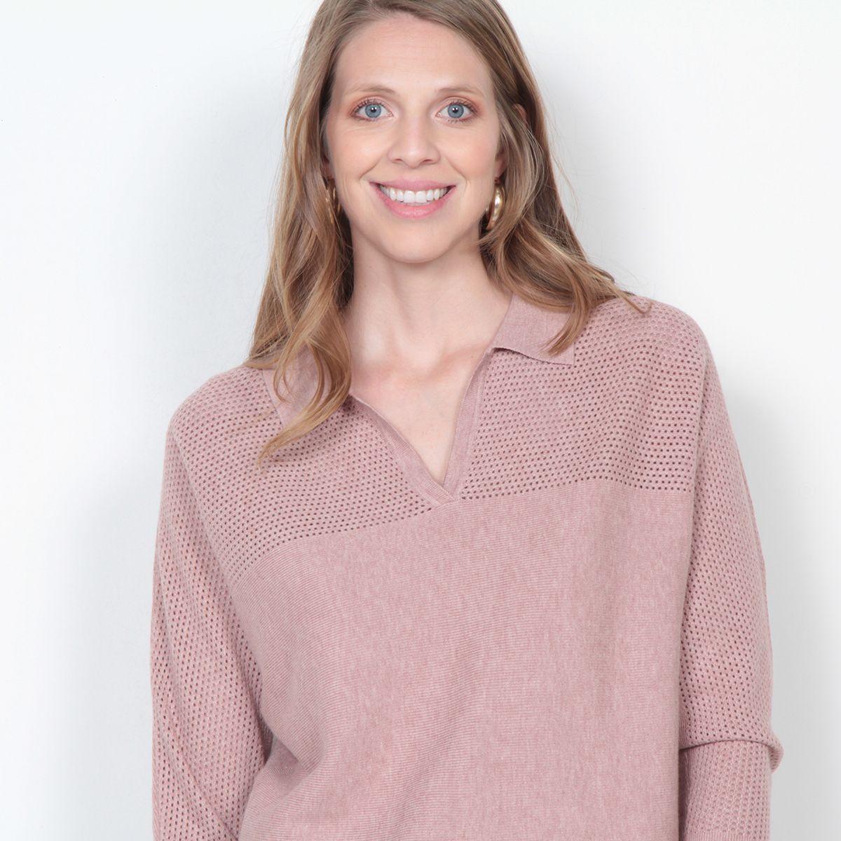 Sweater Manga 3/4 Solido Escote V-1