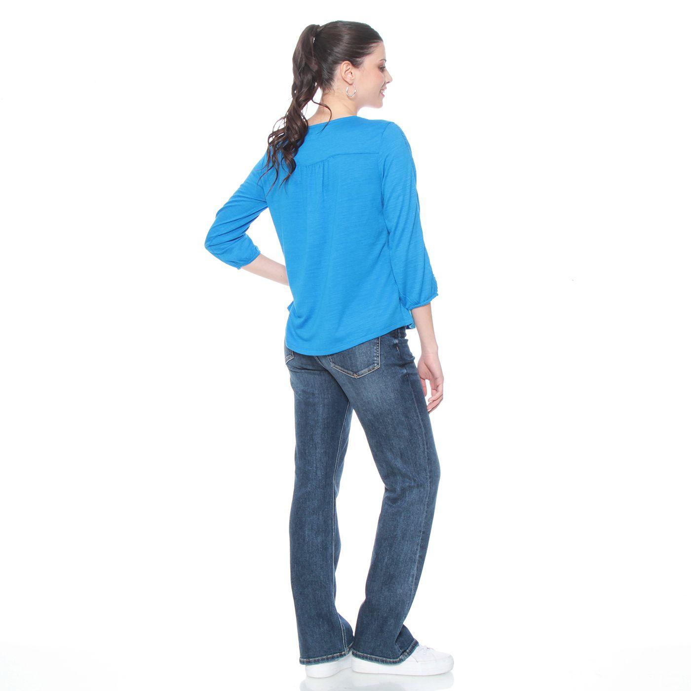 Blusa Manga Larga Solida Con Aplicacion E Brodery En Escote Y Manga-6