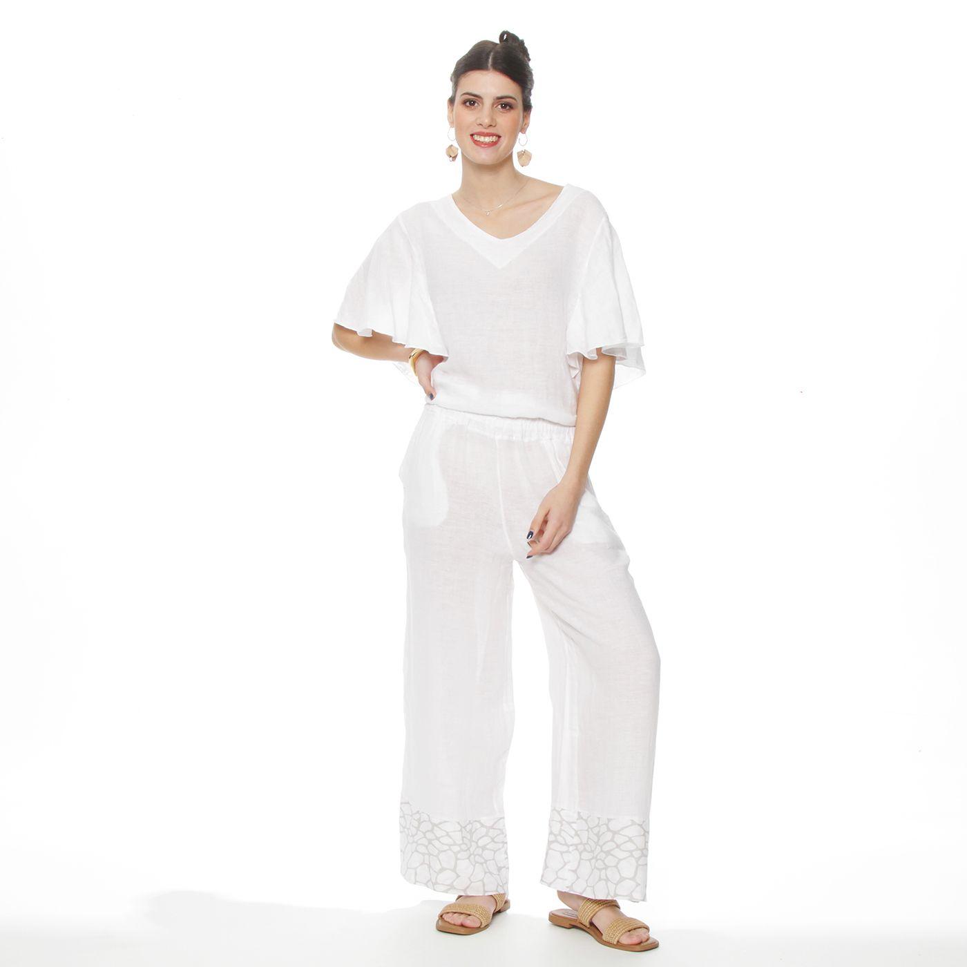 Pantalon Wide Leg Lino Tiro Alto Pretina Elasticada Con Basta Estampado-5