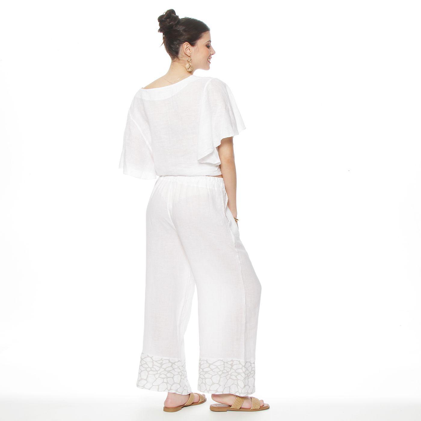Pantalon Wide Leg Lino Tiro Alto Pretina Elasticada Con Basta Estampado-6