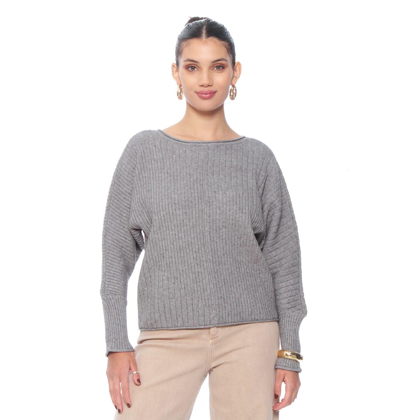 Sweater Manga Larga Amplio Solido-0