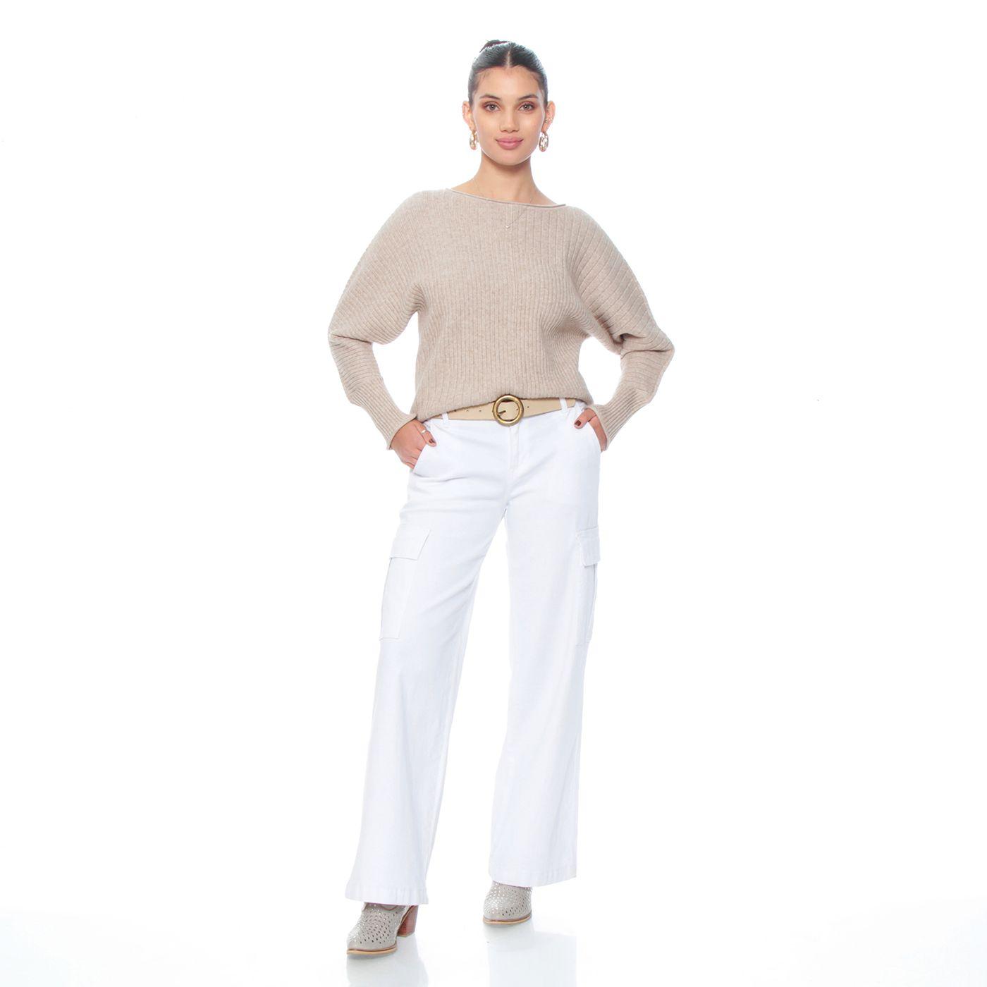 Sweater Manga Larga Amplio Solido-3