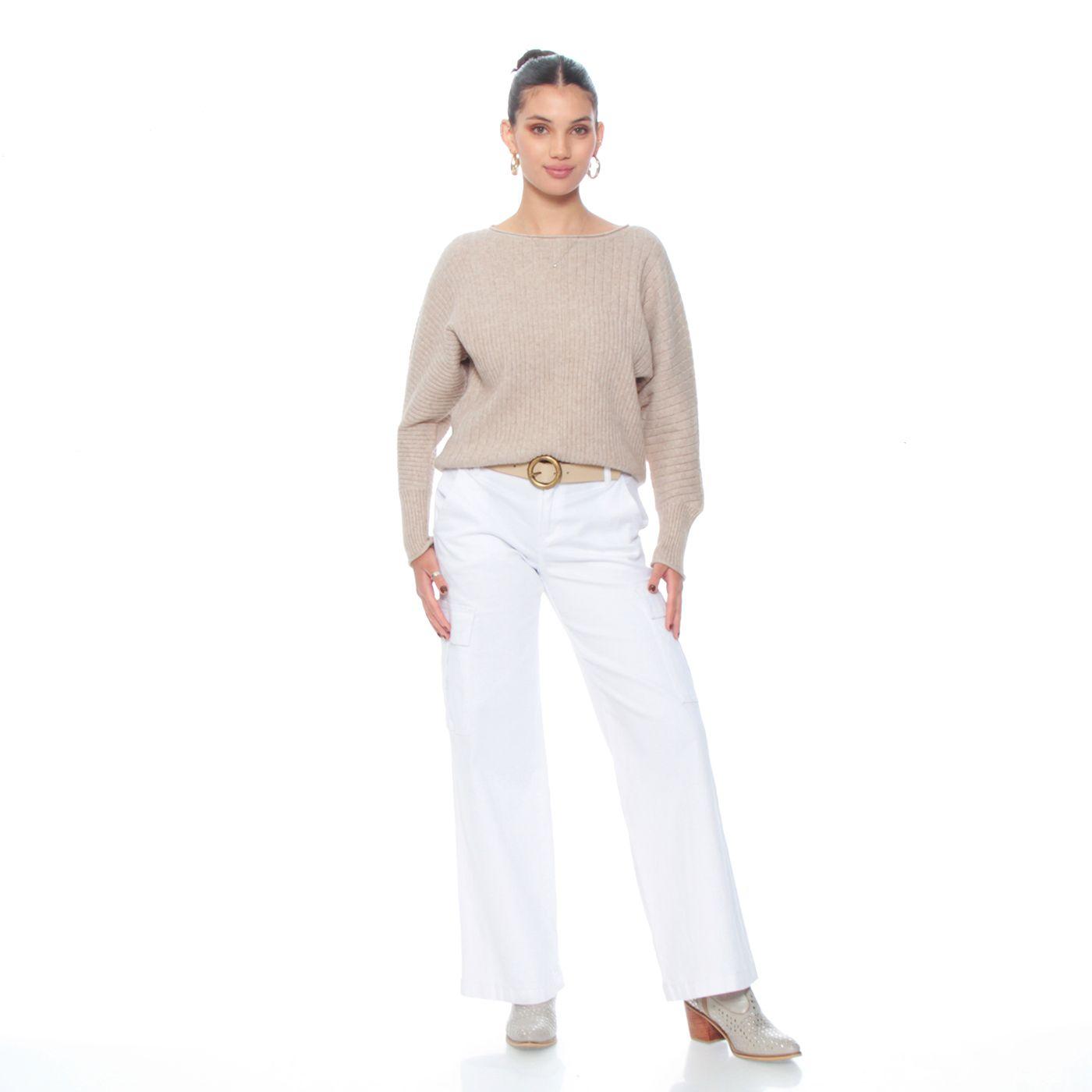 Sweater Manga Larga Amplio Solido-4