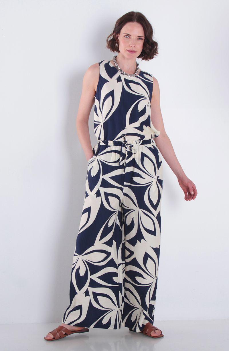 Pantalon Estampado Wide Leg Tiro Alto Pretina Media Elasticada-4