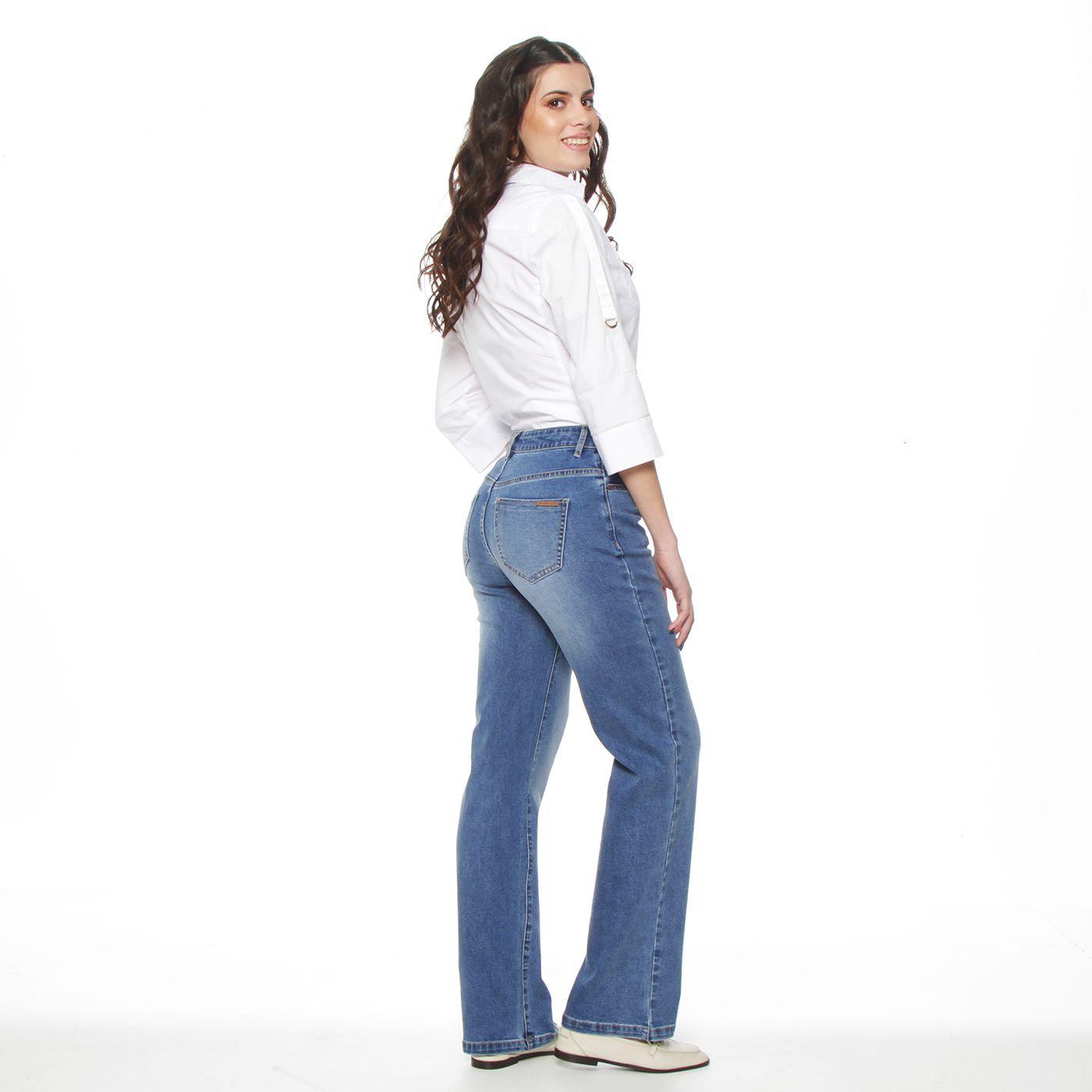 Jeans Recto Tiro  Alto Pretina Basica 1 Boton-6