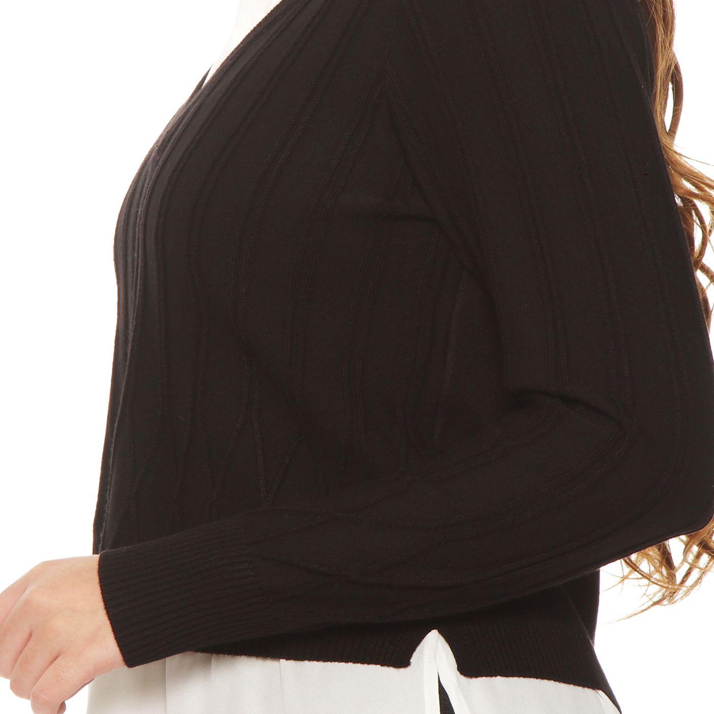 Sweater Manga Larga Escote V Con Blusa-2