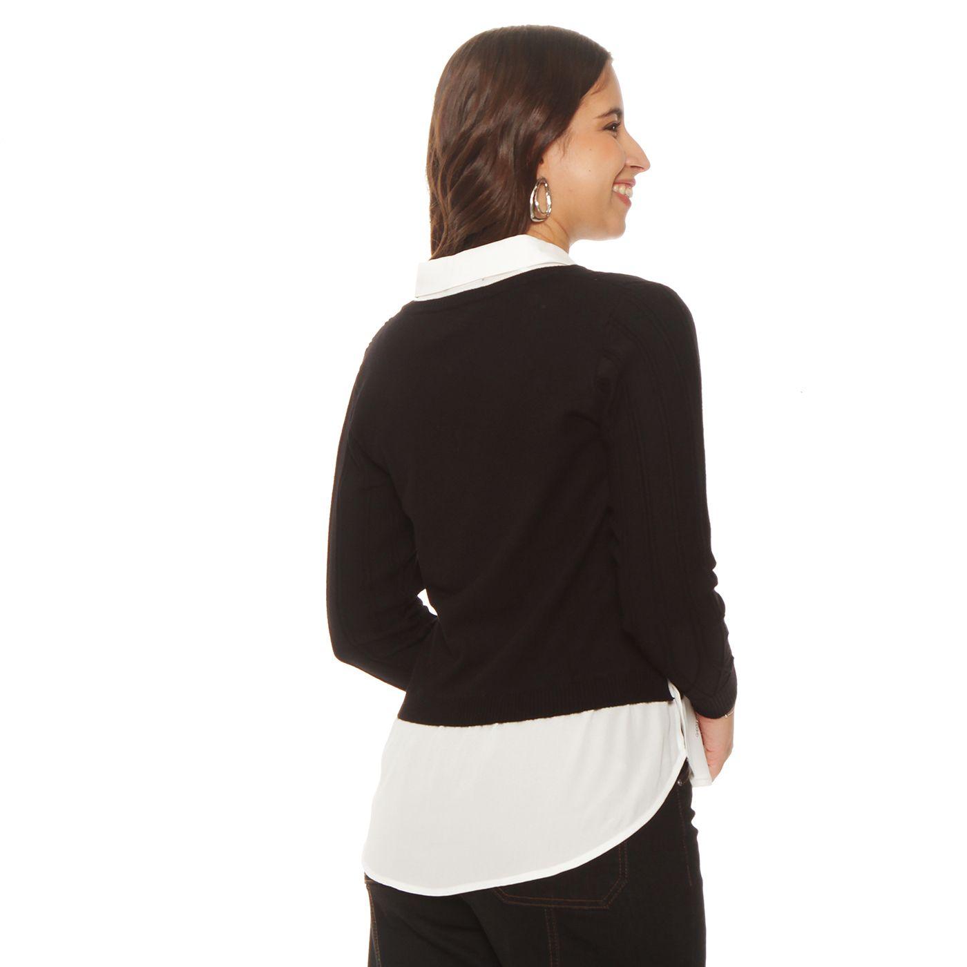 Sweater Manga Larga Escote V Con Blusa-5