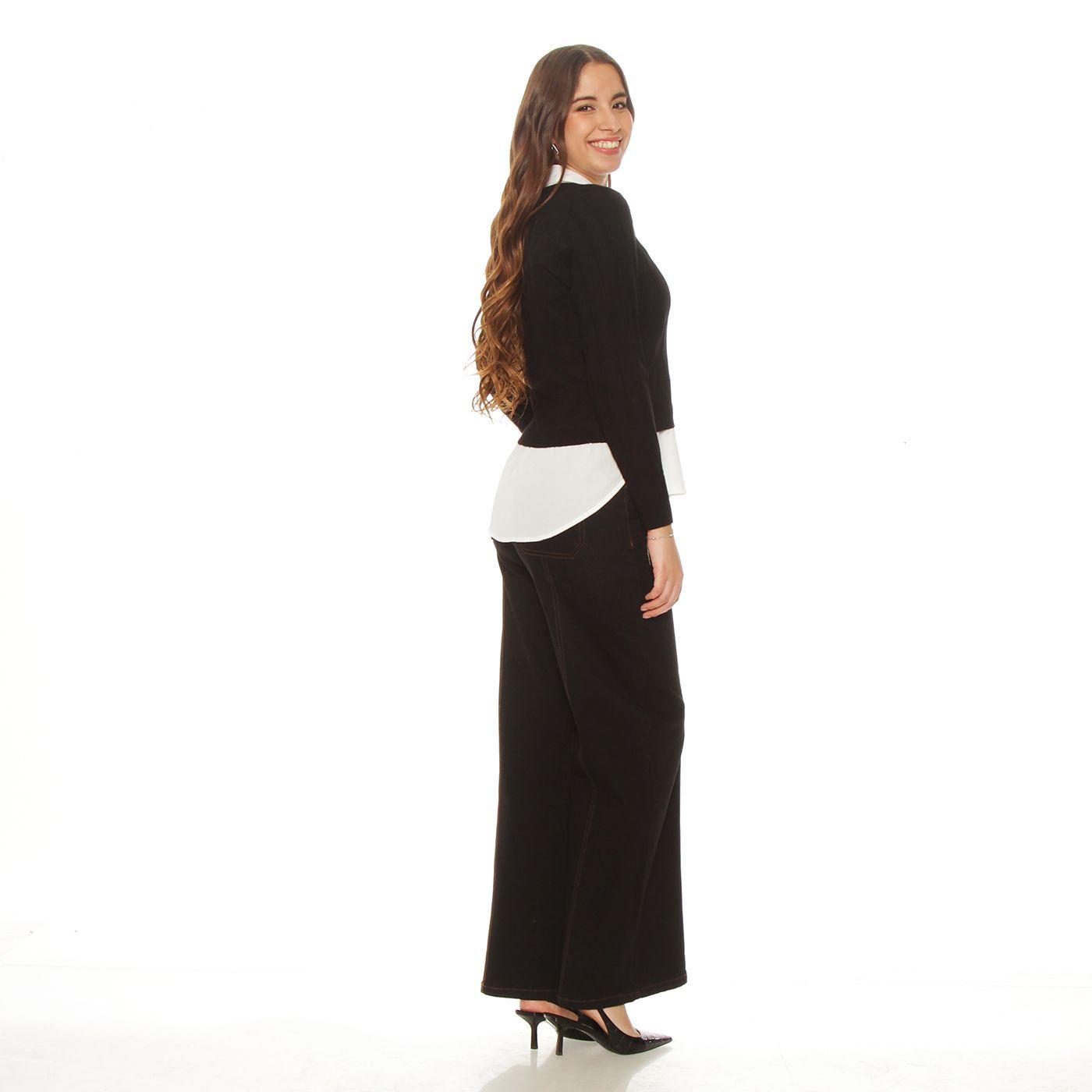 Sweater Manga Larga Escote V Con Blusa-6