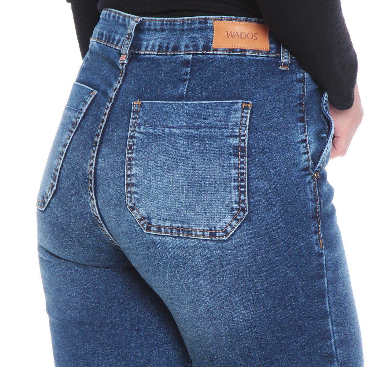 Jeans Flare Tiro Alto Con Alforza Pretina Un Boton Bolsillo Argentino-4